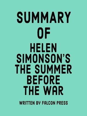 cover image of Summary of Helen Simonson's the Summer Before the War